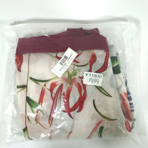 Sarong Swimsuit Cover-Up Mauve Floral Butterflies Beach Wrap - Picture 7 of 7